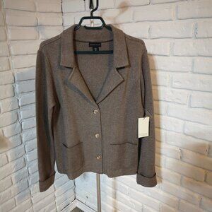 NWT Adrienne Vittadini Ladies Size Large Brown Straight Fit Knit Blazer